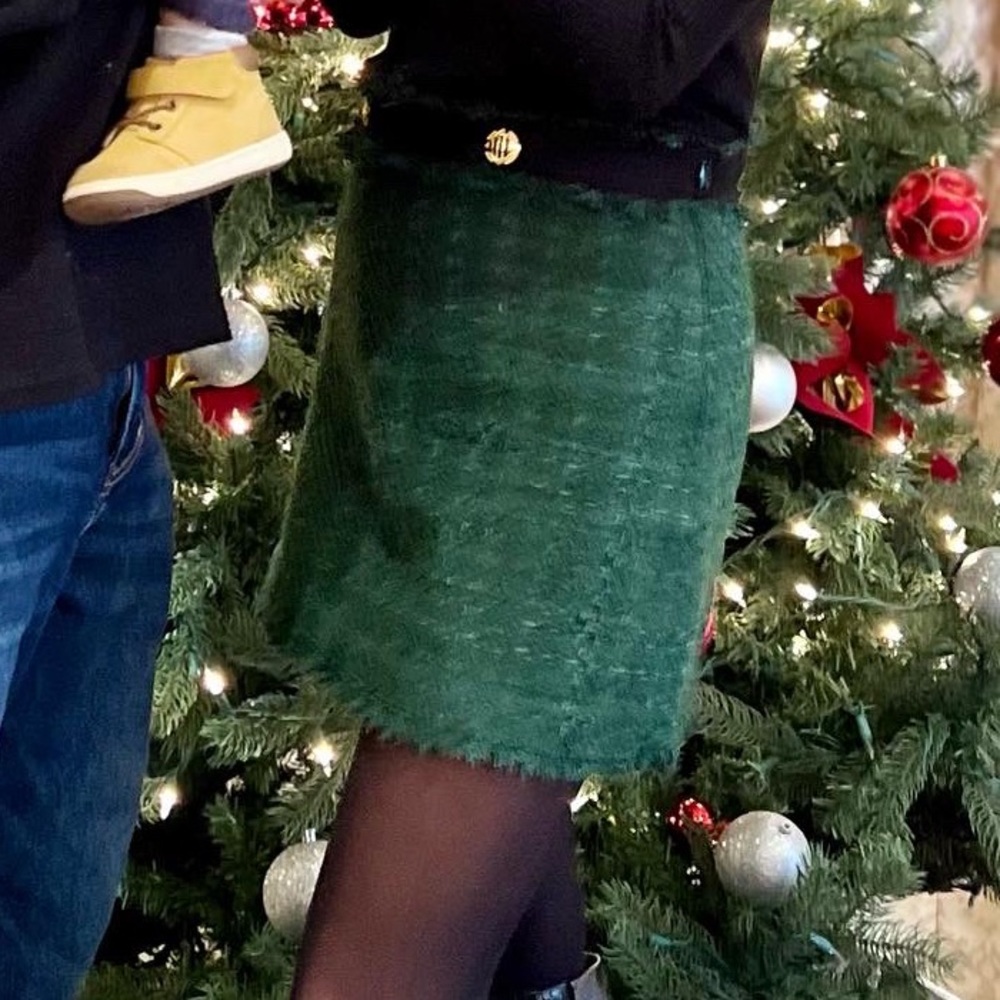 Zara Green Tweed Mini Skirt
